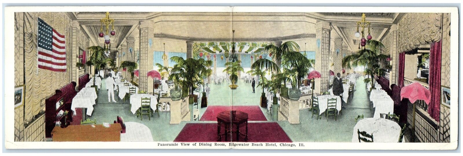 c1920's Panoramic View Dining Room Edgewater Hotel Chicago Illinois IL Postcard