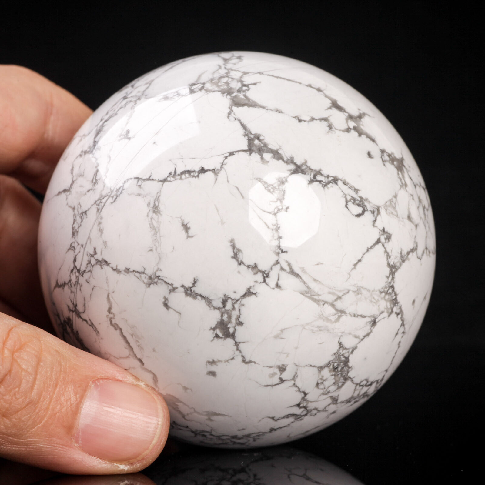 476g68mm Large Natural Howlite Quartz Crystal Sphere Healing Ball Chakra Decor