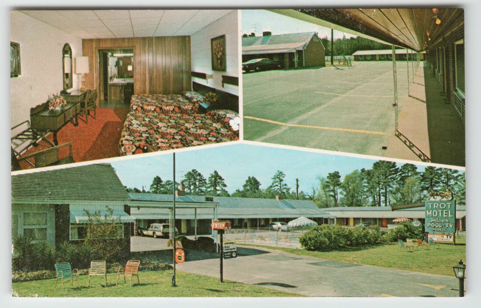 Postcard Chrome Multiview Trot Motel Intown Smithfield, NC