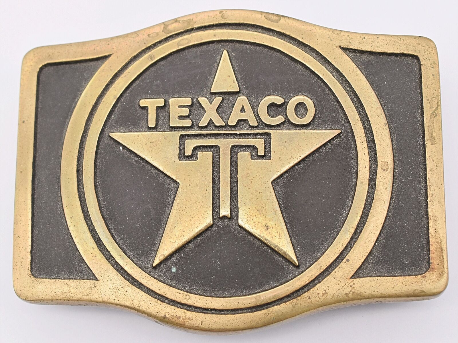 1980s Texaco Oil Gasoline Service Station Solid Brass Vintage Belt Buckle