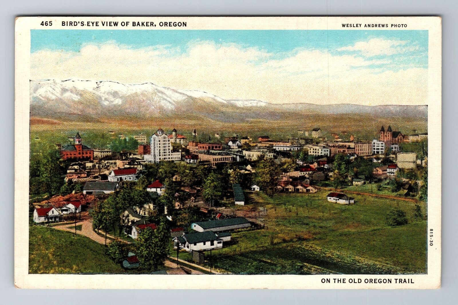 Baker OR-Oregon, Aerial Of Baker Town, Antique, Vintage c1939 Souvenir Postcard