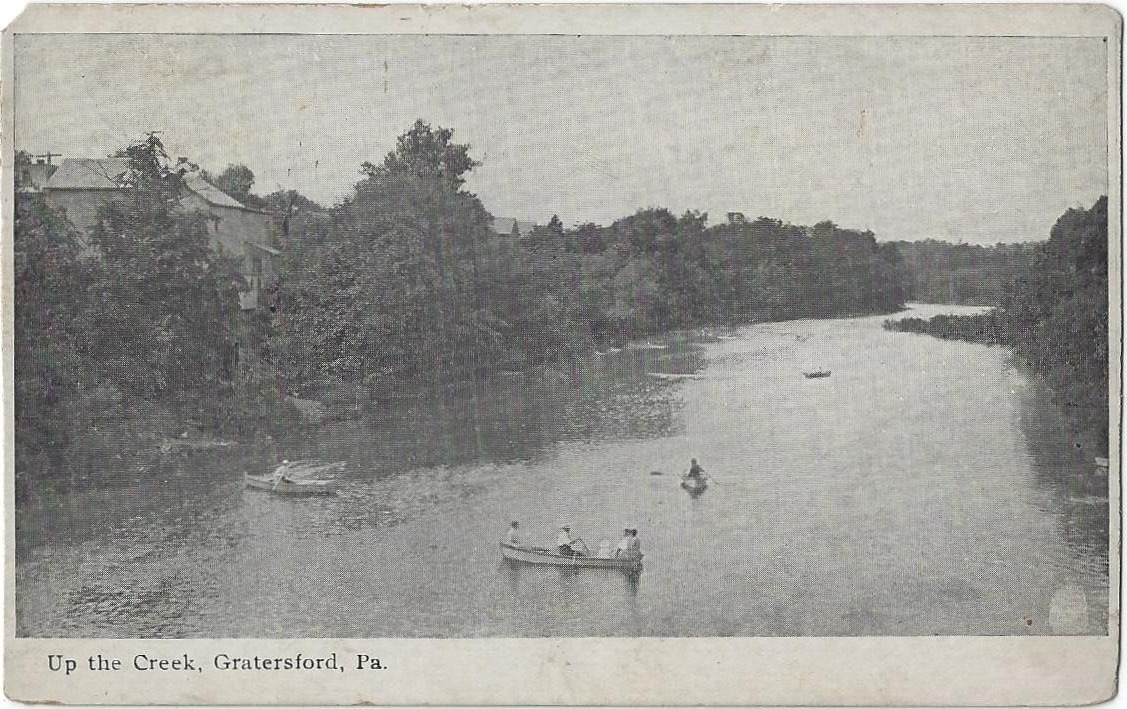GRATERFORD (GRATERSFORD), PA.~UP THE PERKIOMEN CREEK~BOATERS~1915