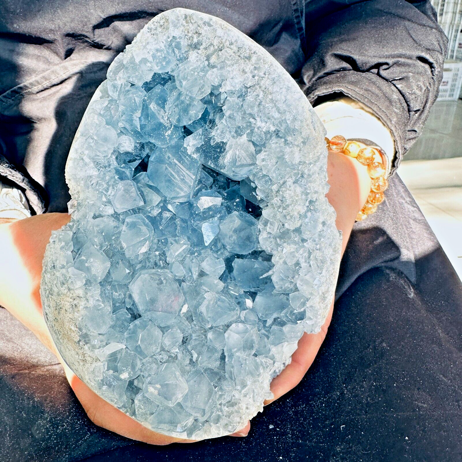 7.26LB Natural Beautiful Blue Celestite Crystal Geode Cave Mineral Specim 3300g
