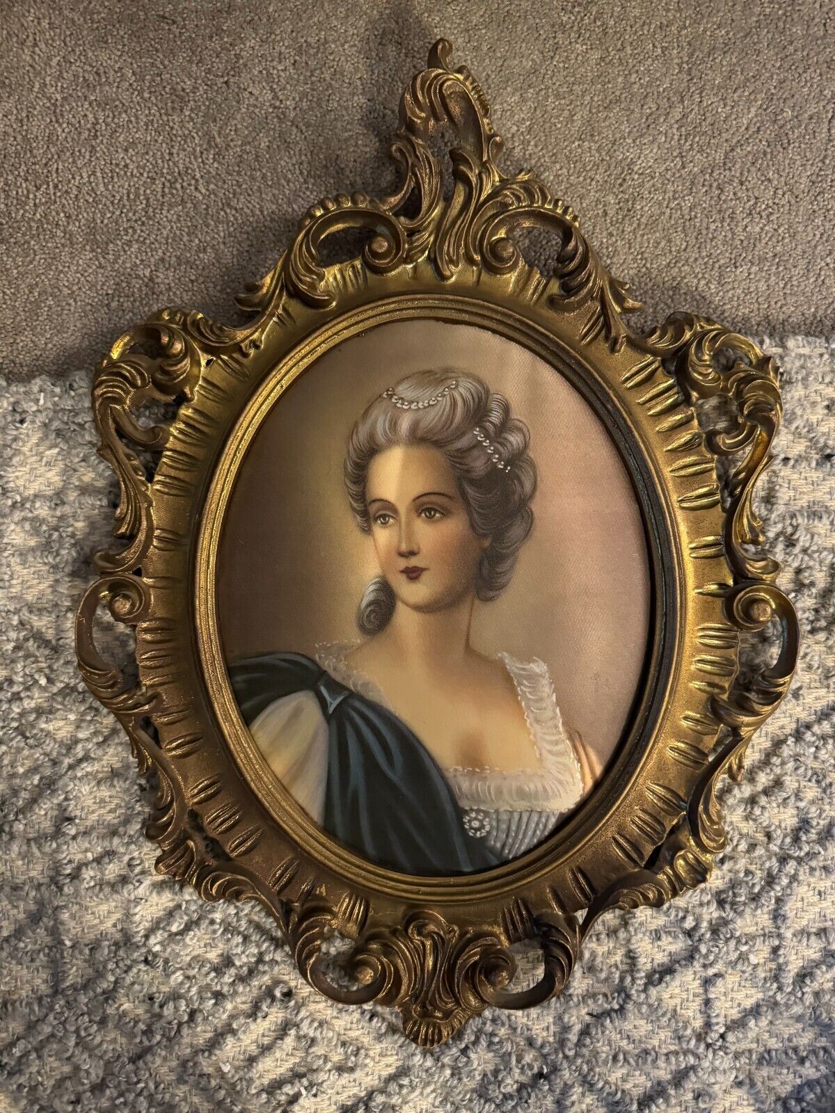 Vintage Victorian Ornate Frame W/ Victorian Lady Portrait Photo Art