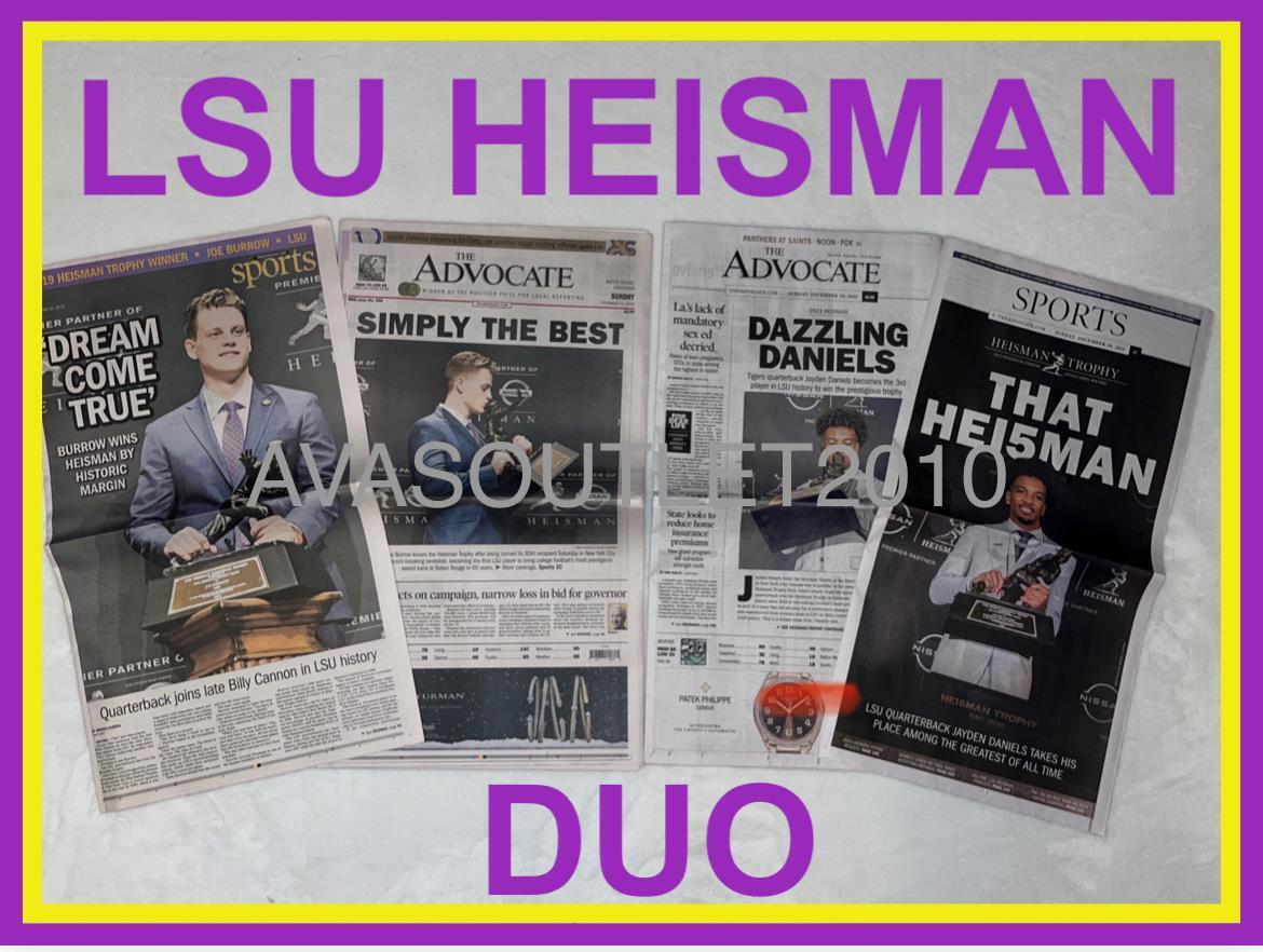 LSU Tigers HEISMAN Joe Burrow/Jayden Daniels The Advocate Newspapers 2019/2023