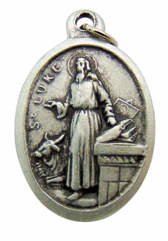 Saint Luke Medal 3/4 Inch Metal Catholic Saint Pendant Gift Made in Italy