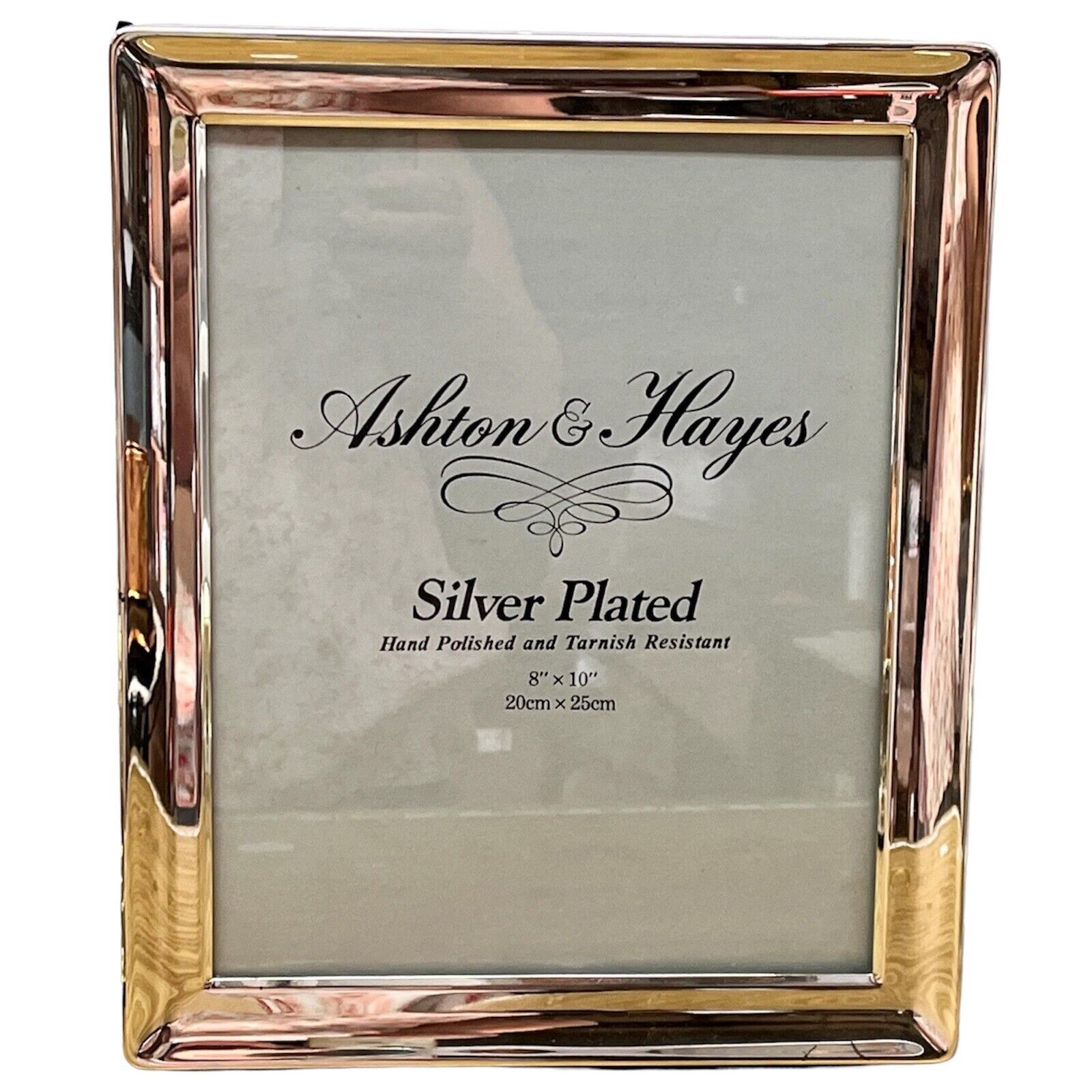 VTG Ashton & Hayes MCM Sterling Silver Plated Frame 8X10” Velvet Back Regency