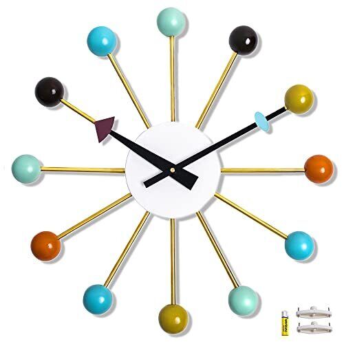 Mid Century Wall Clock Replica George Nelson Ball Clock for Retro Modern Deco...