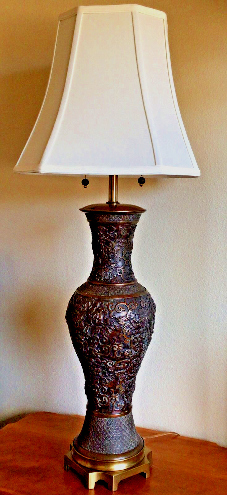 Vintage MARBRO LAMP CO - ASIAN BRONZE IKEBANA VASE Table Lamp 38” TALL