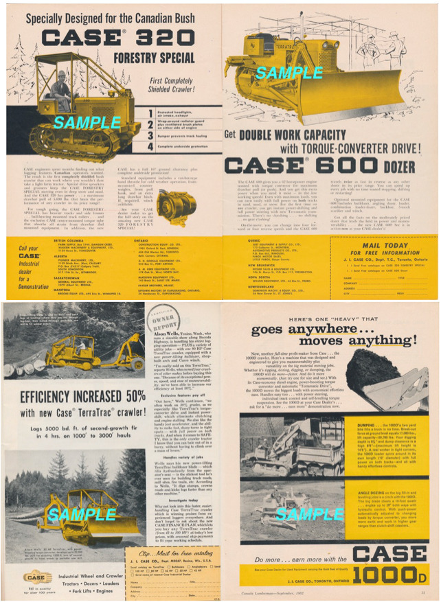 VINTAGE 1950's and 1960's CASE CRAWLER TRACTOR PRINT ADS (4)