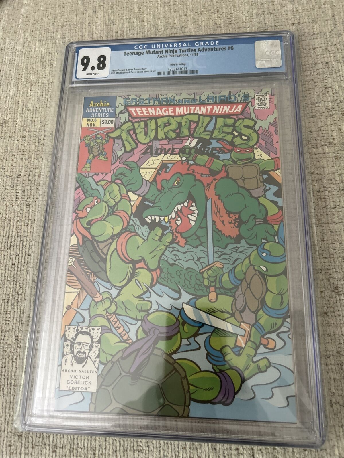 Teenage Mutant Ninja Turtles Adventures #6 CGC 9.8 from 1989 POP 1 Third Print