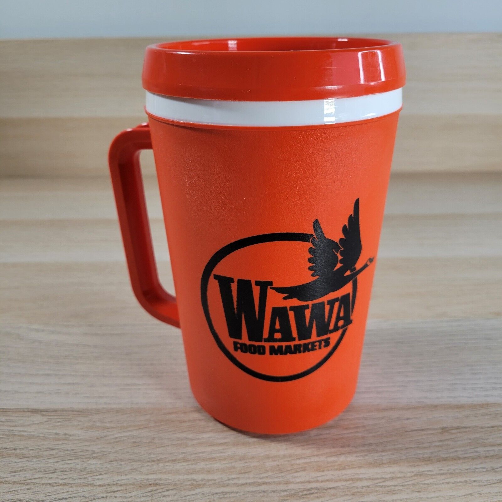Wawa Food Markets Coffee Mug 32oz Orange Plastic Travel Tumbler Cup VTG Aladdin