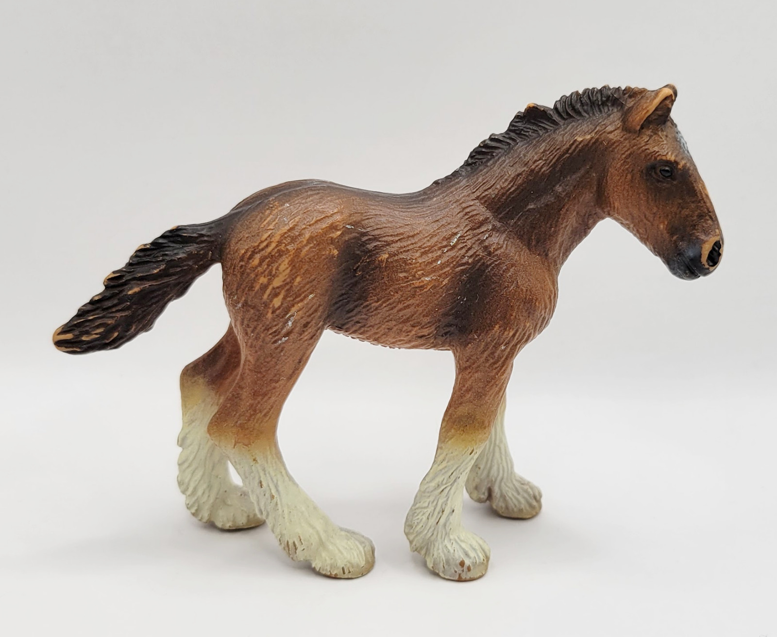 2002 Schleich Germany Brown Foal Figurine Horse Figure Clydesdale Toy