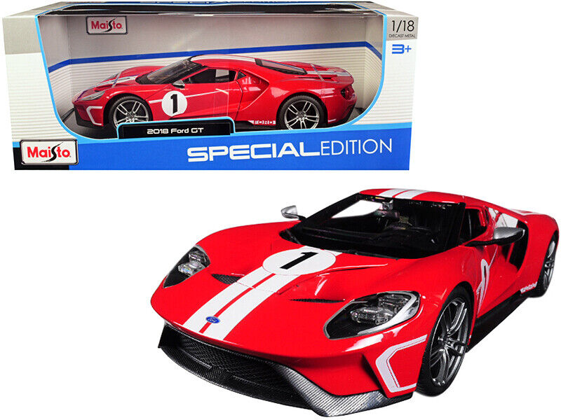 2018 Ford GT #1 Red with White Stripes Heritage Special Edition 1/18 Diecast