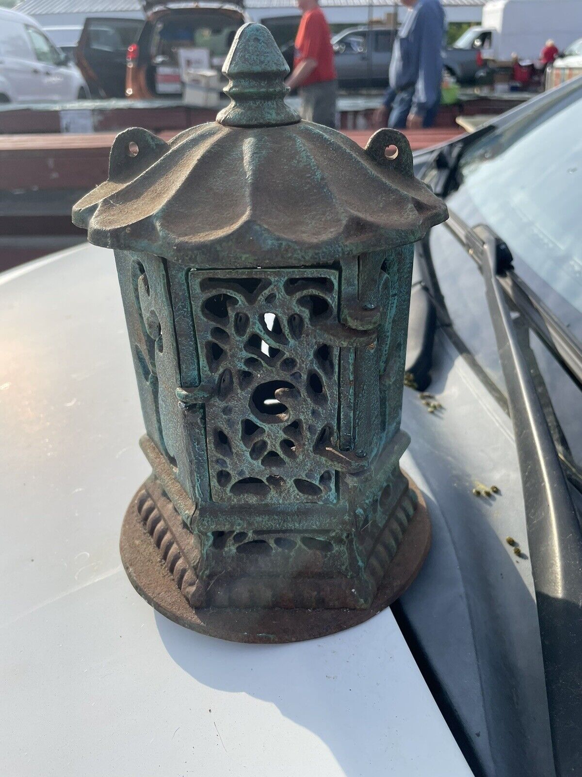 Antique Cast Iron Lantern, Japanese, Great Patina, 9 inch