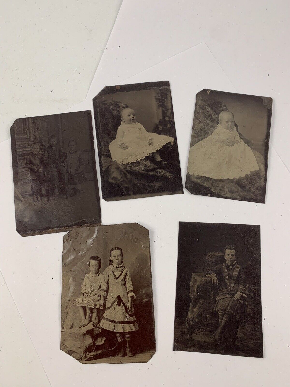 Lot Of 5 Antique/Vintage 1850’s-70’s Era Early Photographic Tintypes Children