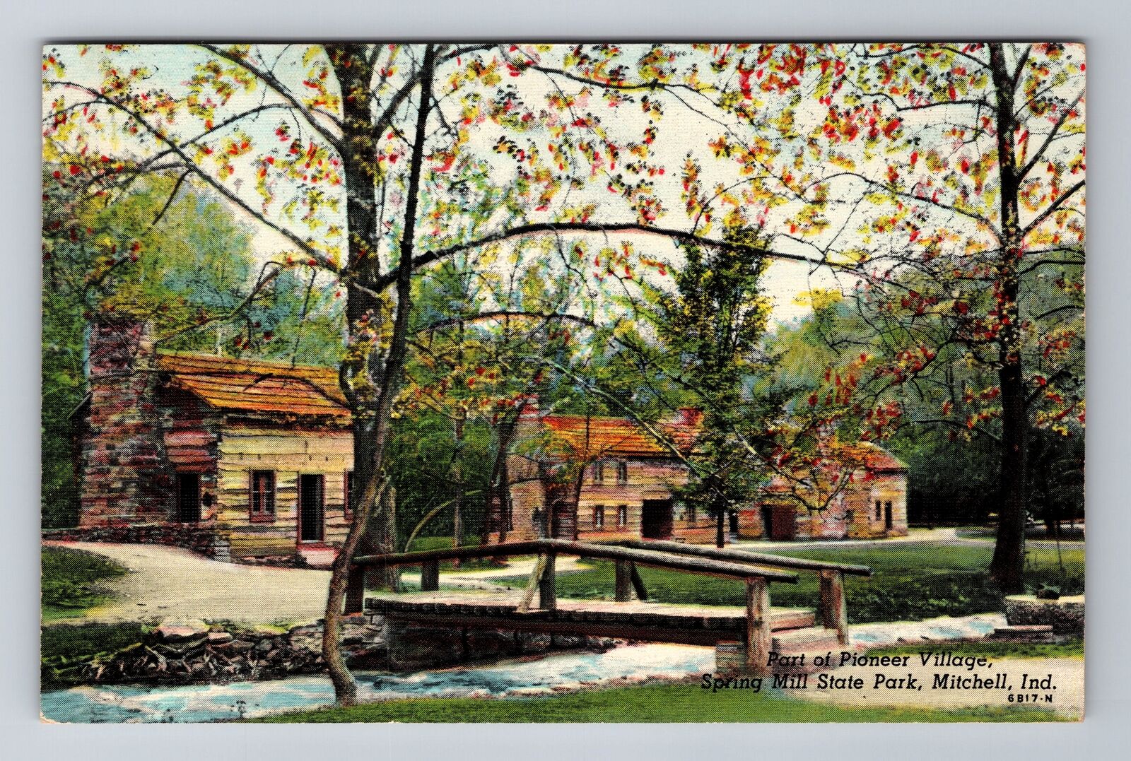 Mitchell IN-Indiana, Pioneer, Spring Mill State Park, Vintage c1951 Postcard