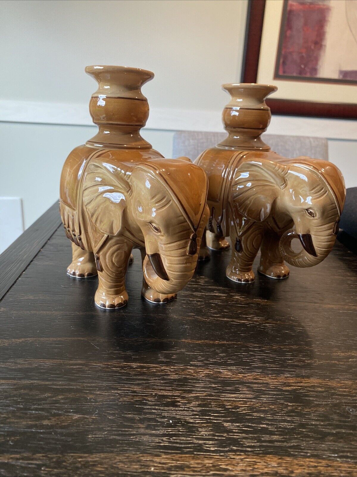 Vintage Fitz And Floyd Elephant Candle Holders 7.5” T 7” L