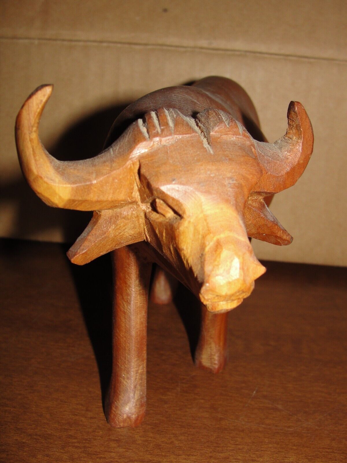 Vintage Carved Wooden Figurine Water Buffalo 4\