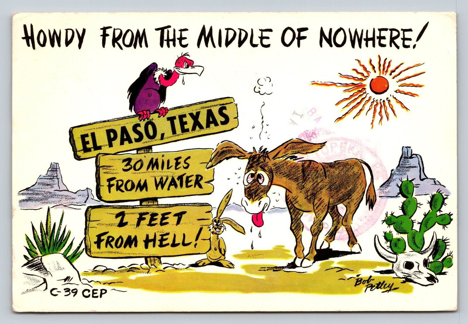 c1981 Howdy From EL PASO Texas 4x6\