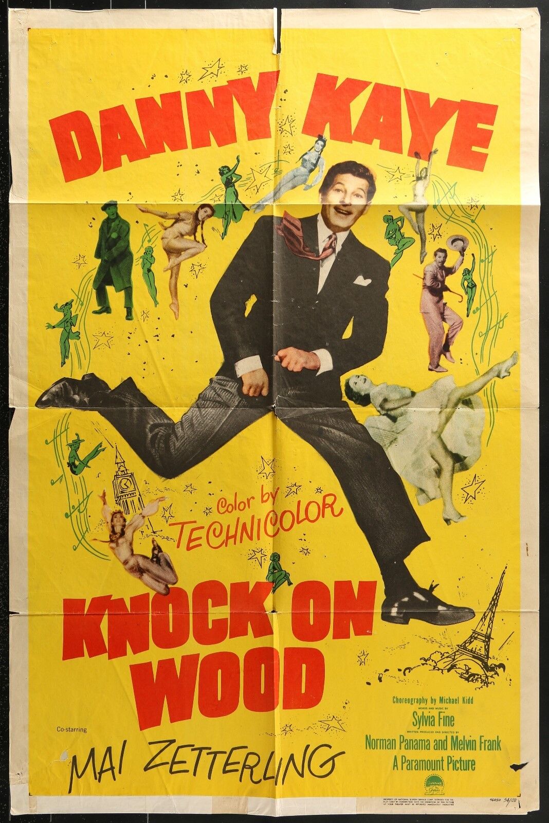 KNOCK ON WOOD Danny Kaye ORIGINAL 1954 RARE 1-Sheet Movie Poster   