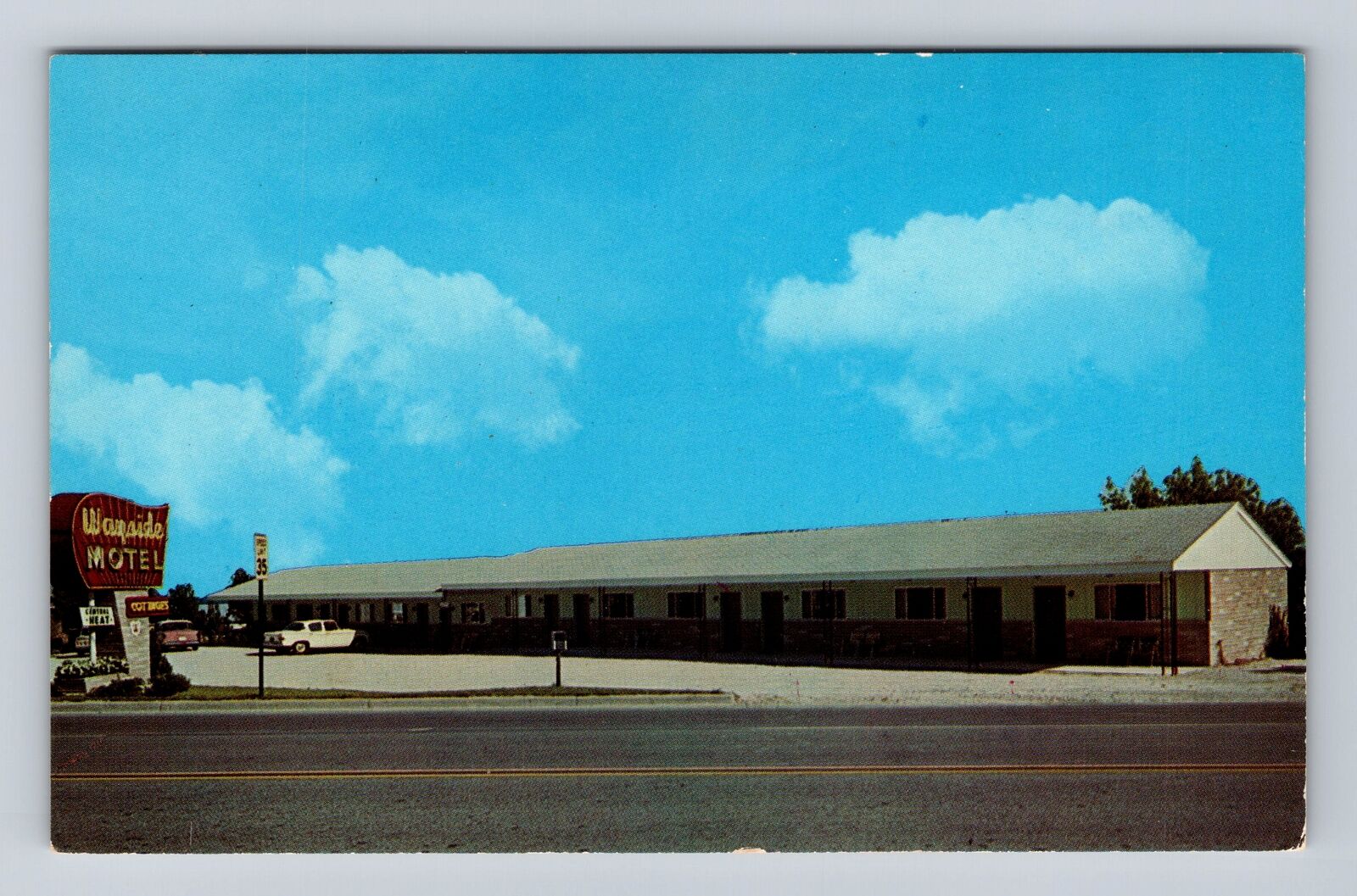 St. Ignace MI-Michigan, Wayside Motel, Advertising, 1950\'s Car, Vintage Postcard