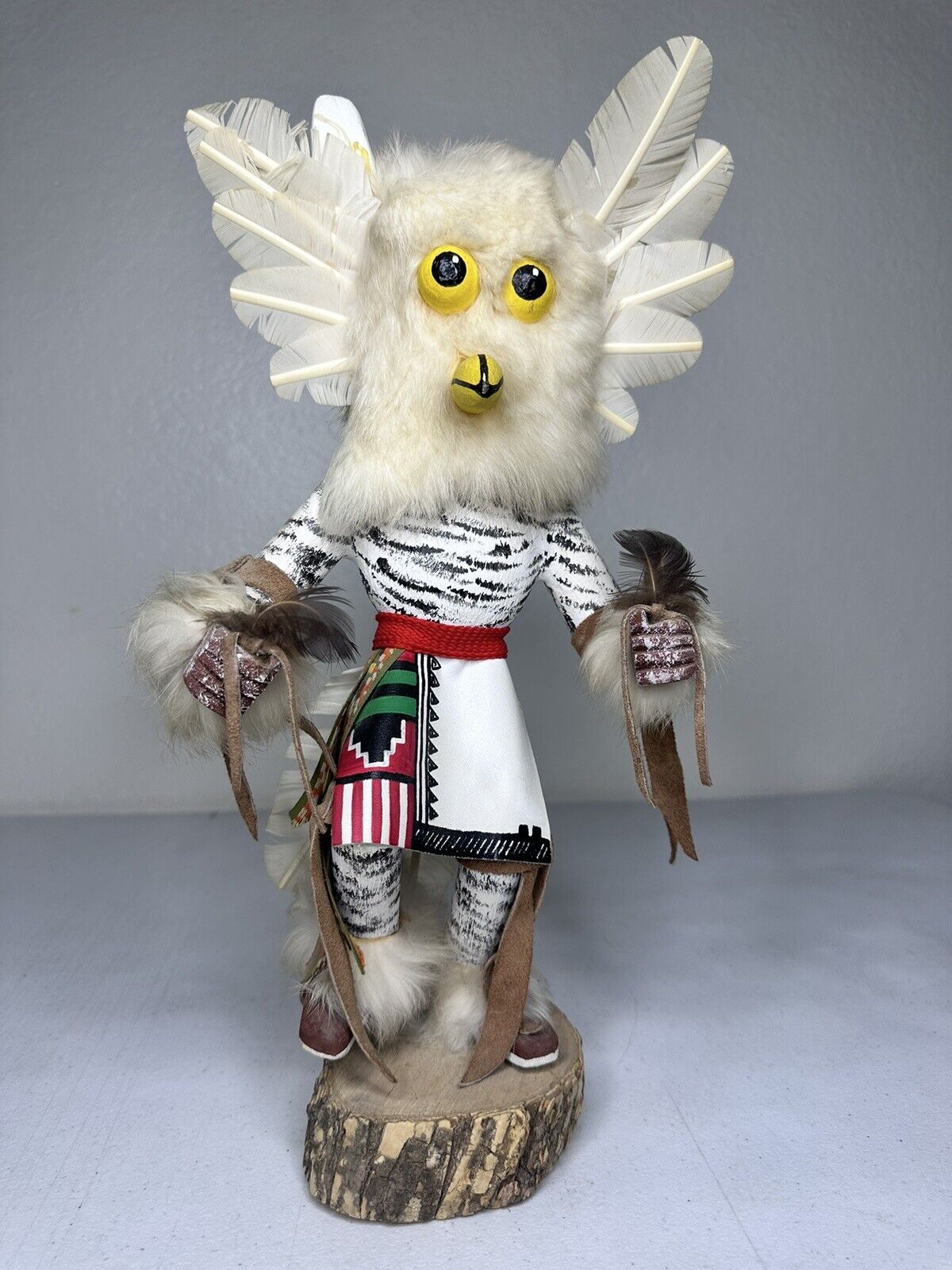 Handcrafted 15” Snowy Owl Kachina Doll by Bakabi - Native American Art Collect