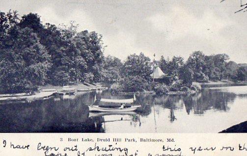 Pre-1907 DRUID HILL PARK BALTIMORE MARYLAND MD BOAT LAKE POSTCARD