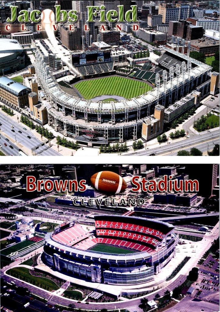 2~4X6 Postcards Cleveland, OH Ohio JACOBS FIELD~Baseball BROWNS STADIUM~Football