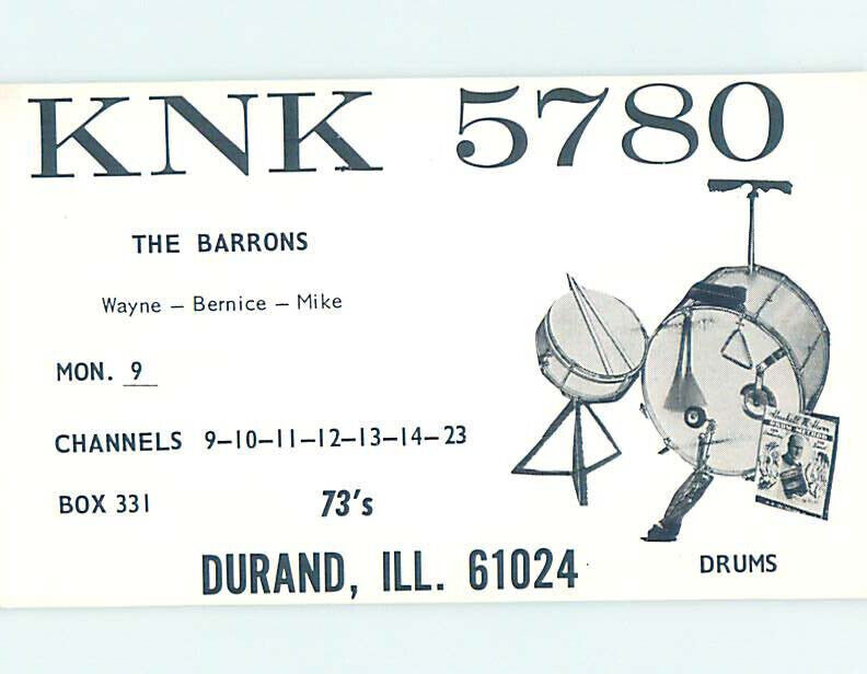 Pre-1980 RADIO CARD - Durand - Near Davis & Harrison & Rock City IL 6/28 AH0960