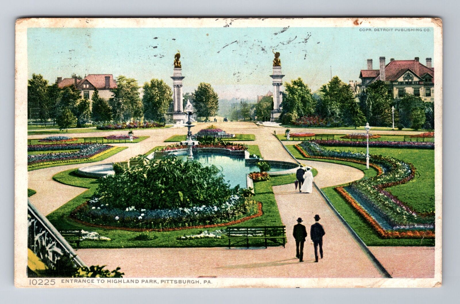 Pittsburgh PA-Pennsylvania, Entrance To Highland Park, Vintage c1910 Postcard