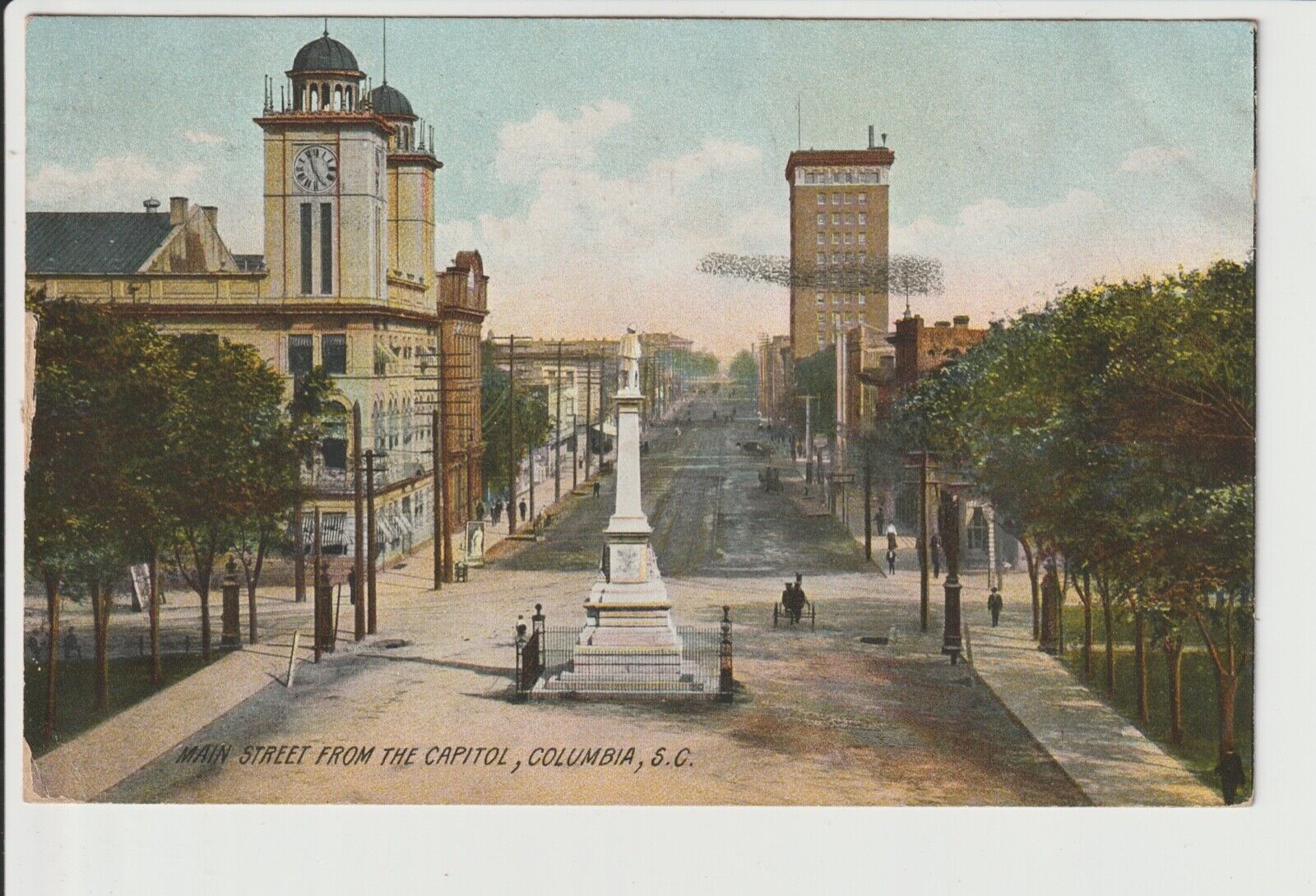 Columbia South Carolina Main Street from the Capitol by Rotograph POSTED 1909 SC