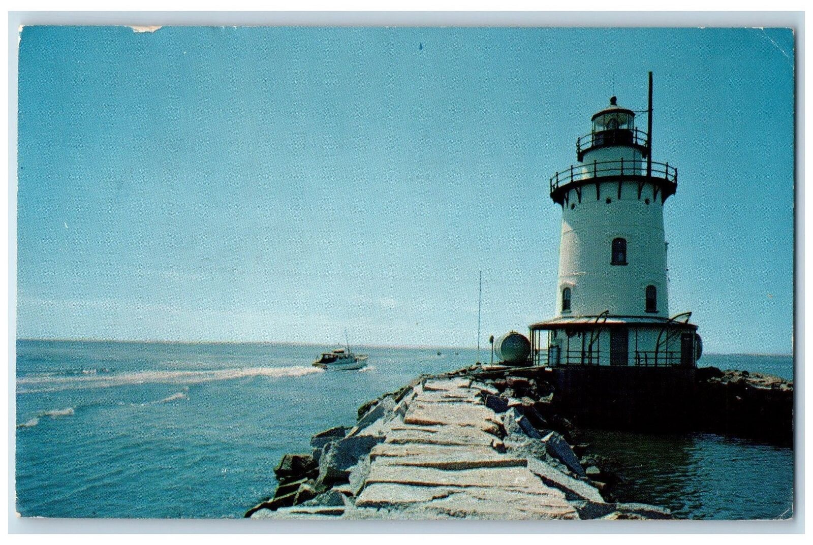 1973 Outer Light Guarding Entrance To Connecticut River Old Saybrook CA Postcard
