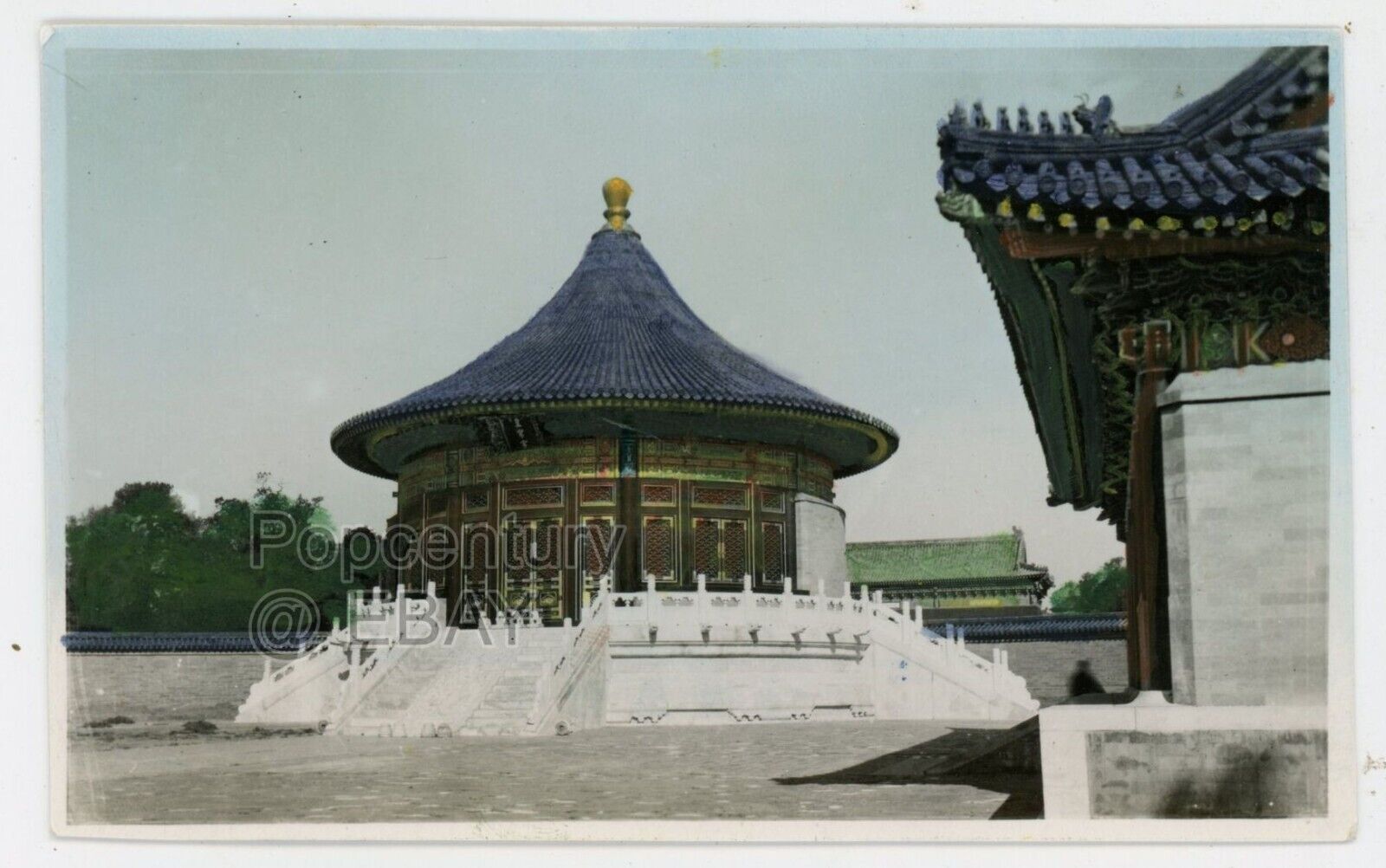 Original Photograph 1930s China Peking Temple of Heaven Hand Colored Sharp Photo