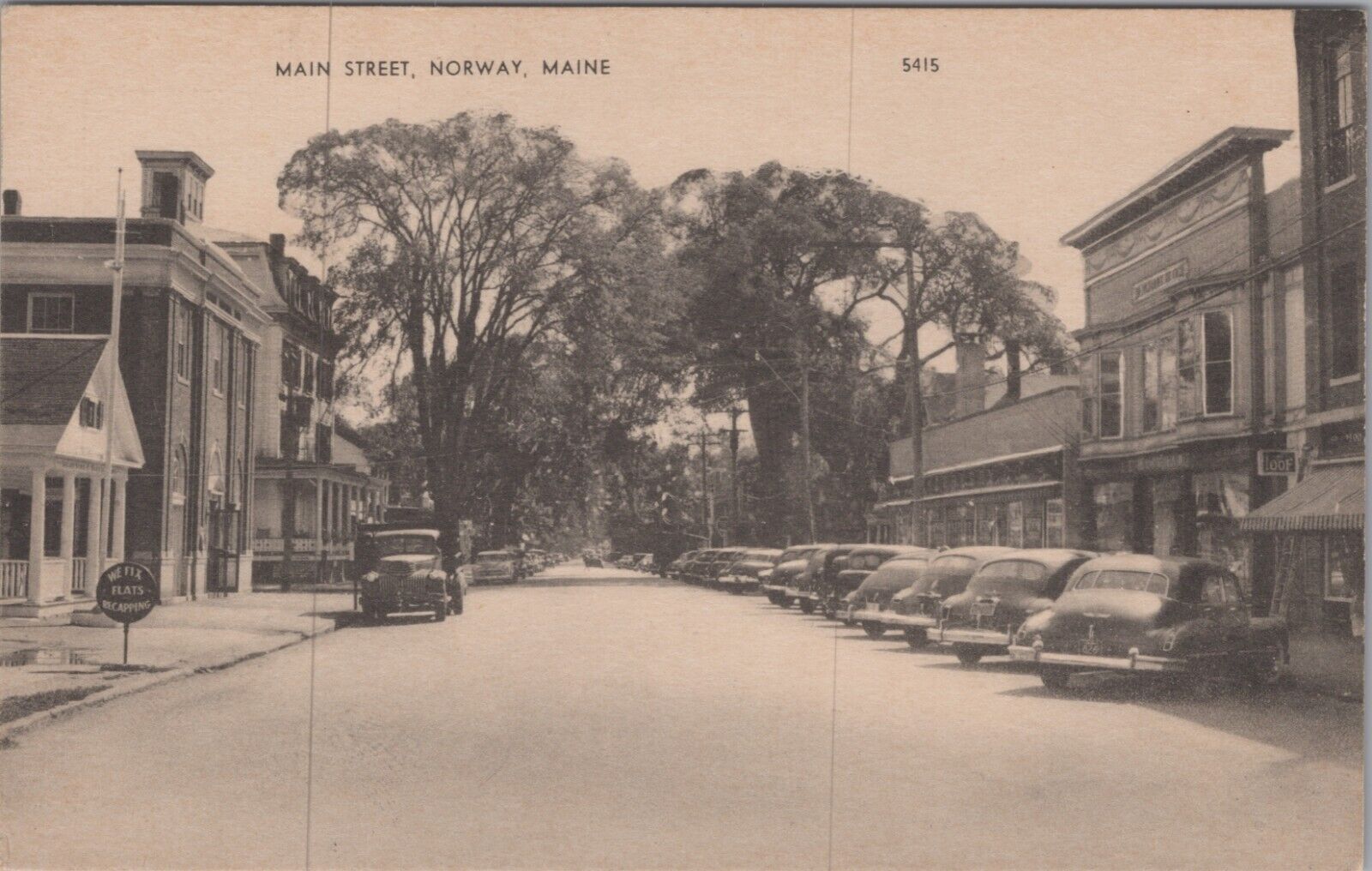 MR ALE ~ Main Street Norway, Maine ME Old Cars 1940s UNP PC 7412.1