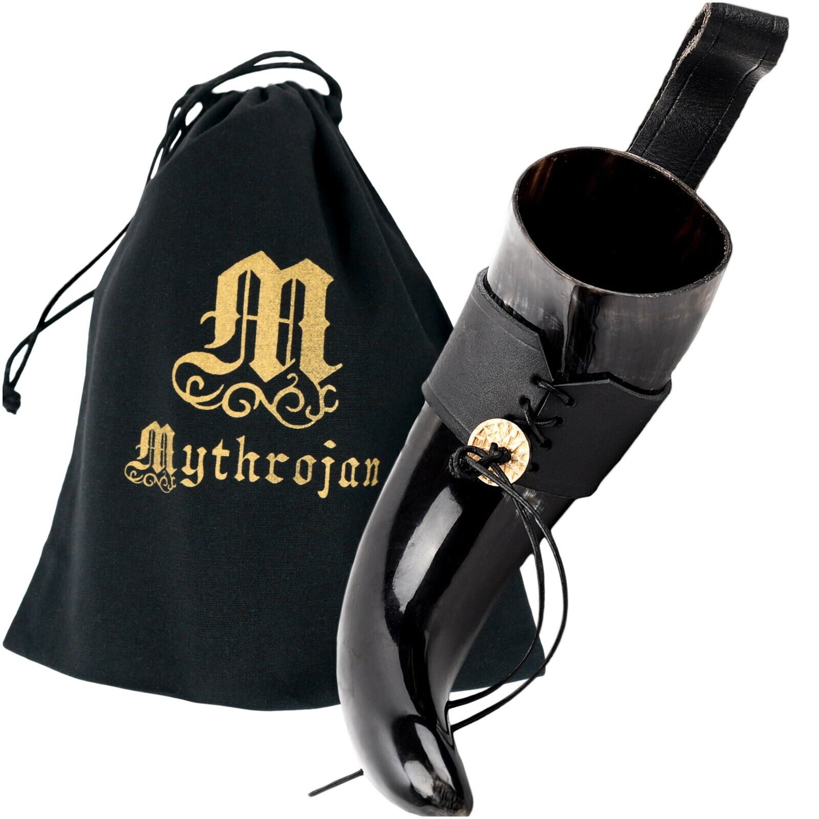  400 ML Viking Drinking Horn Mug with Leather Holder & Free Canvas Gift Bag