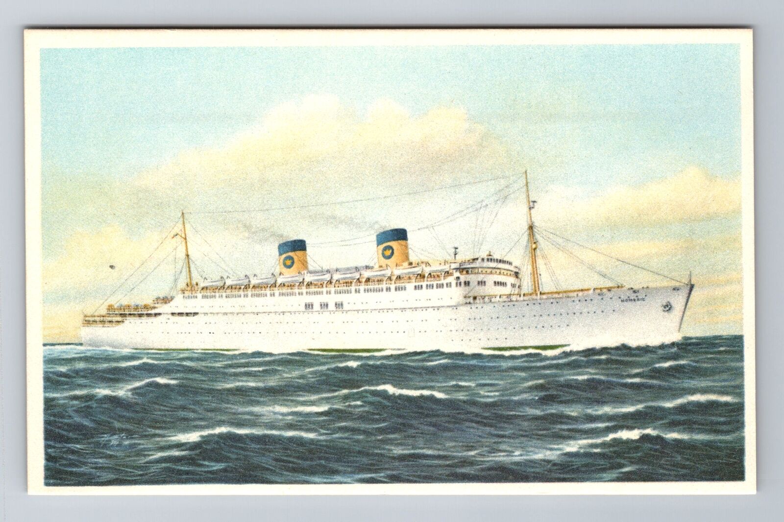 Home Lines, SS Homeric, Ship, Transportation, Antique, Vintage Souvenir Postcard