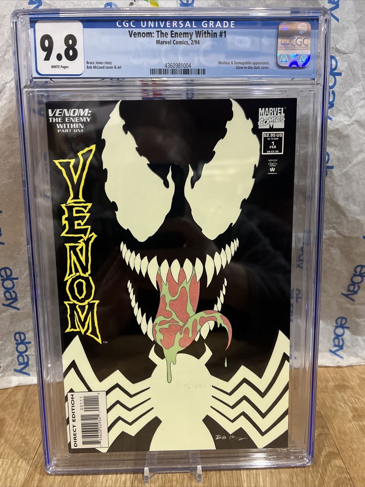 Venom The Enemy Within 1 cgc 9.8 GLOW-IN-THE-DARK cover Morbius WP NM MINT movie