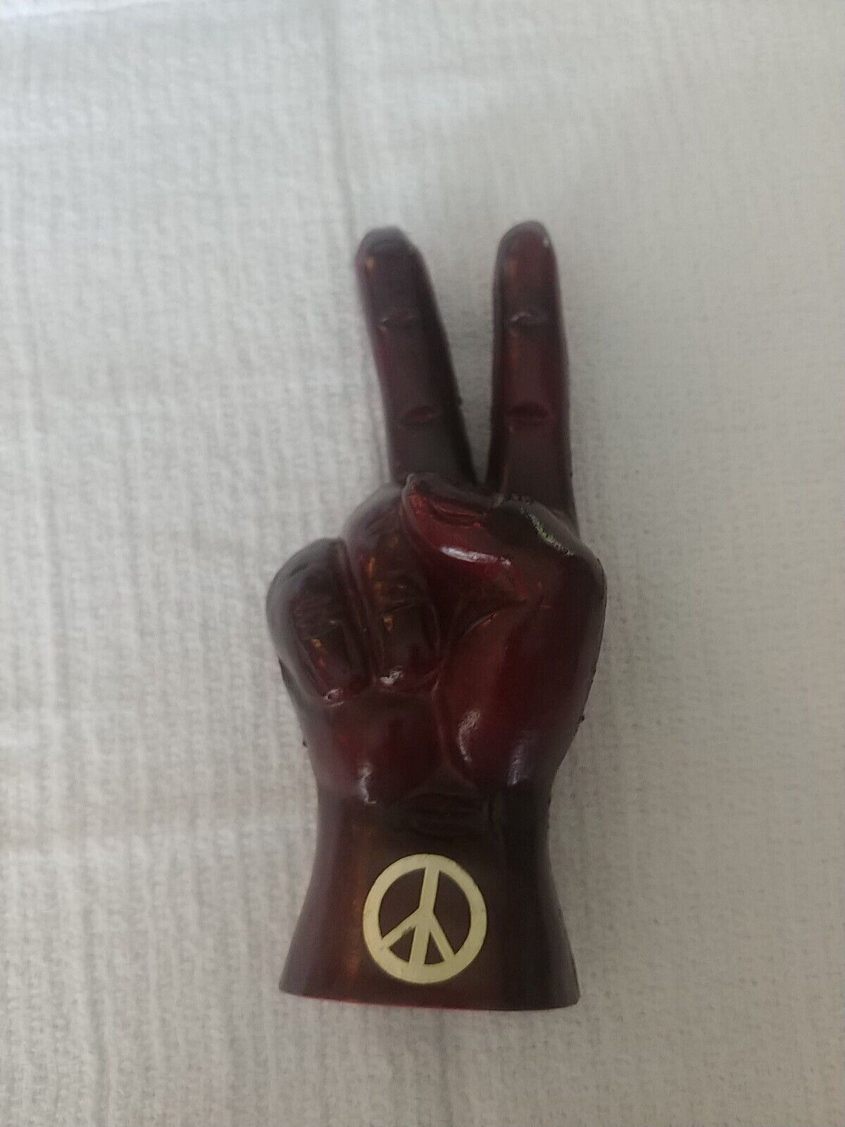 VTG 60/70s Plastic Peace Sign Hand Statue Groovy  6 