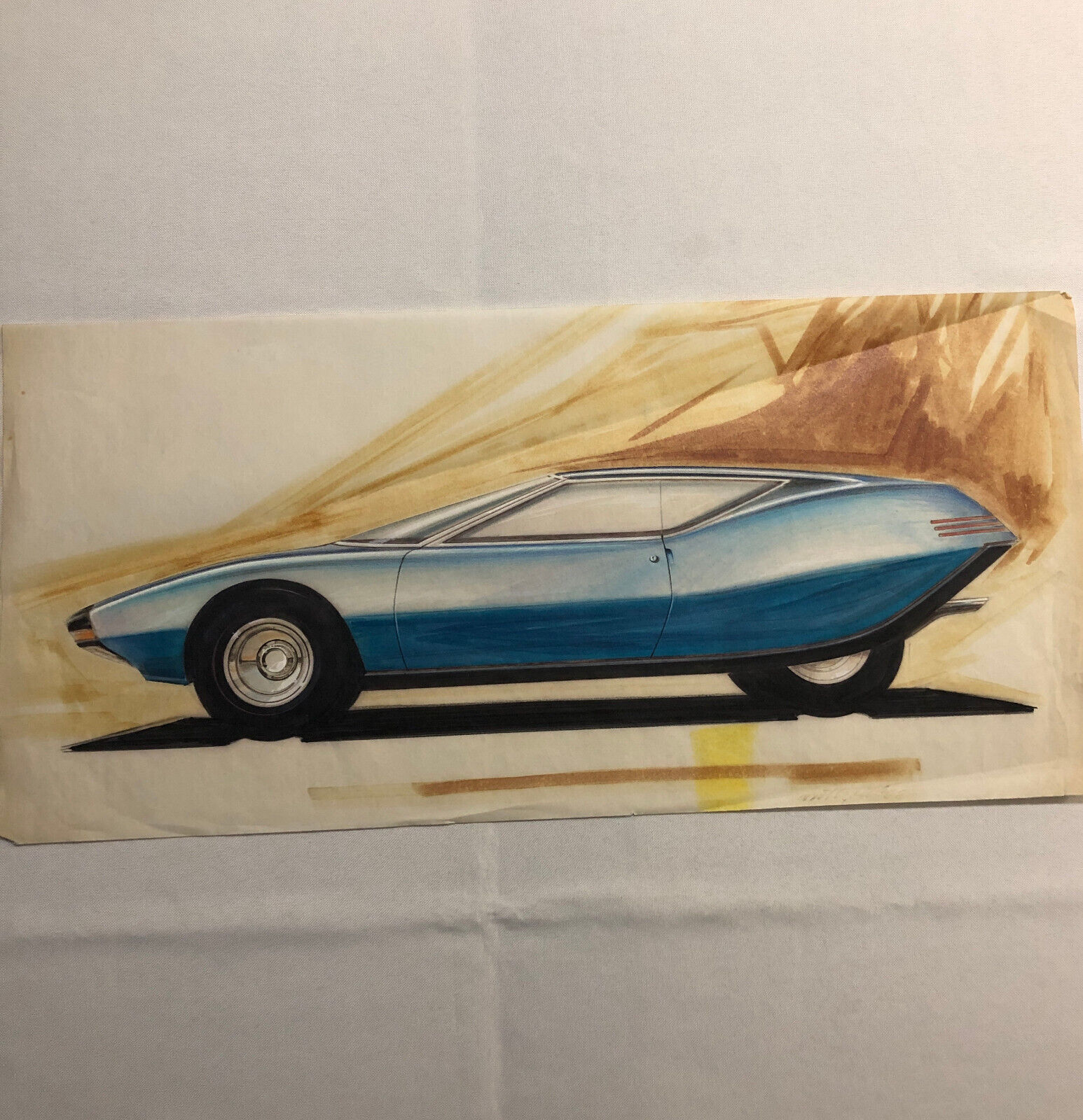 Styling Concept Automobile Illustration Art Drawing Sketch Vintage Car 1968