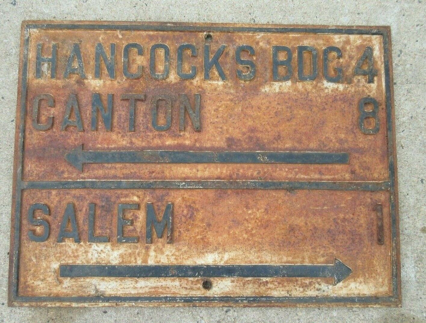 1890s Cast Iron Street Sign New Jersey Garden State Salem Canton Hancock Bridge
