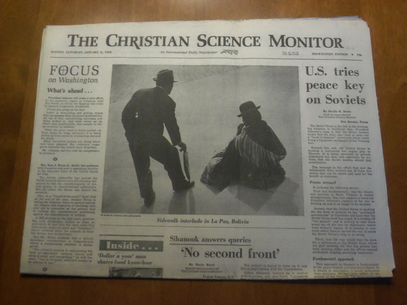 1968 JAN 6 THE CHRISTIAN SCIENCE MONITOR-U.S. TRIES PEACE KEY ON SOVIETS-NP 4618
