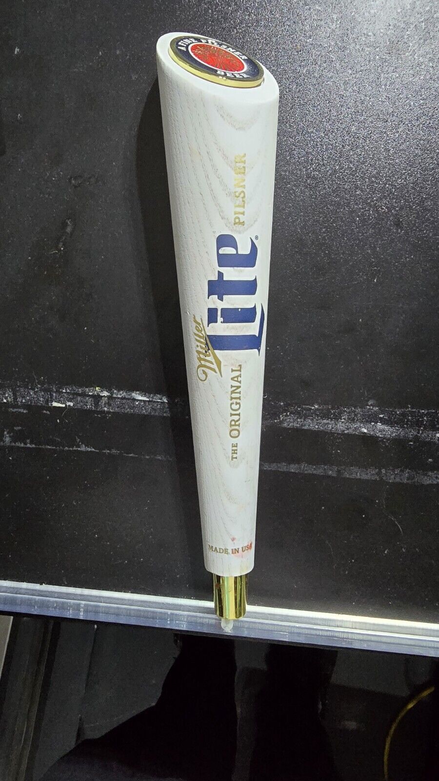 Original Miller Lite Pilsner Beer White Wood Pull Beer Bar Tapper Tap Handle Bar