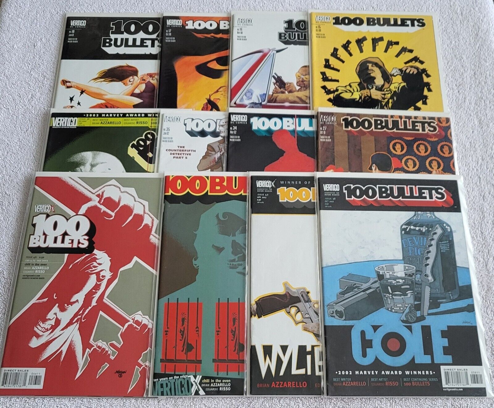 Vertigo Comic Books....100 Bullets 12 Book Lot, 2000-03, Very Good Condition 