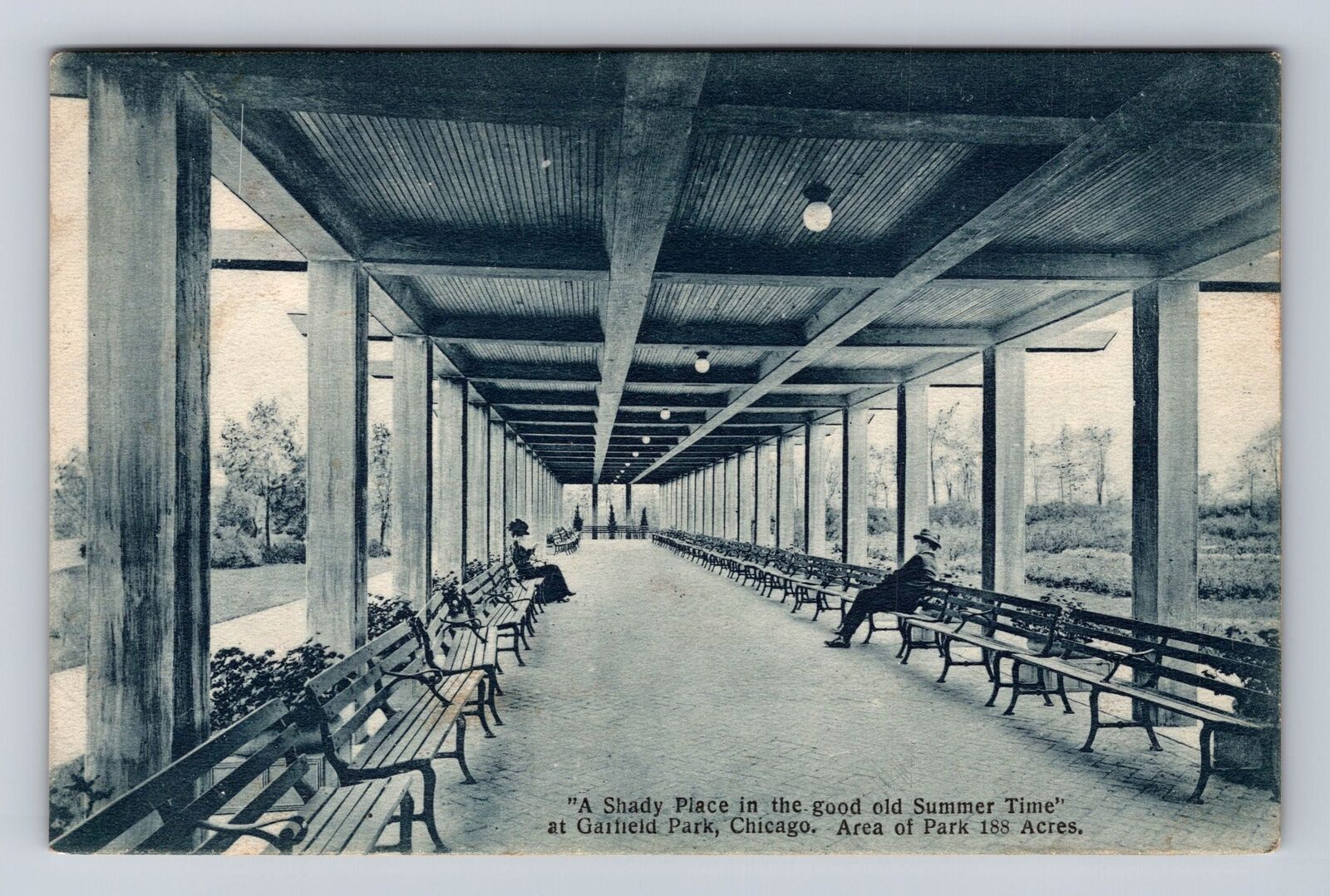 Chicago IL-Illinois, Garfield Park, Relaxing On Benches, Vintage c1910 Postcard