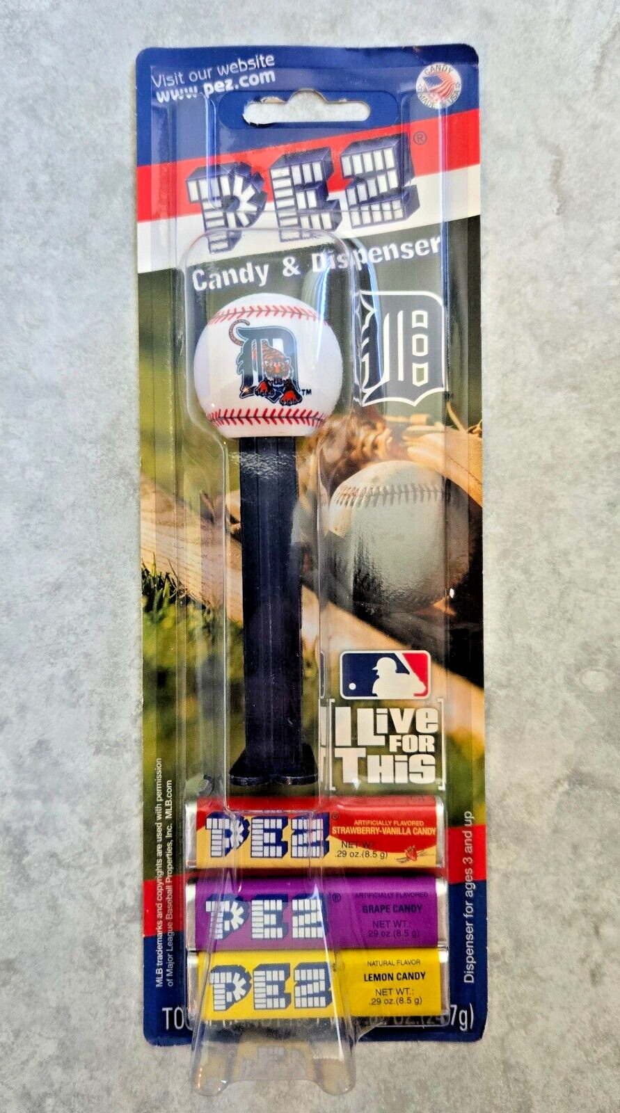 Detroit Tigers MLB Baseball PEZ Dispenser & Candy- New in Package, SEALED