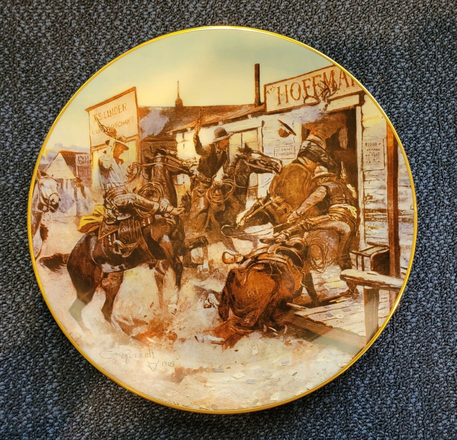 GORHAM FINE CHINA PLATE WILD WEST SERIES ARTIST CHARLES RUSSELL COLLECTIBLE