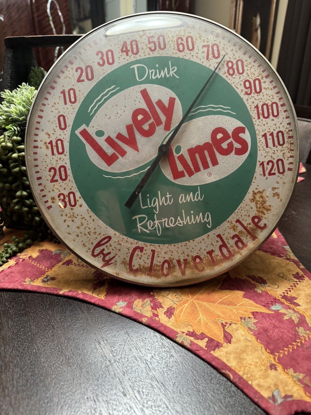 Vintage Cloverdale Lively Limes 12 inch Soda Thermometer