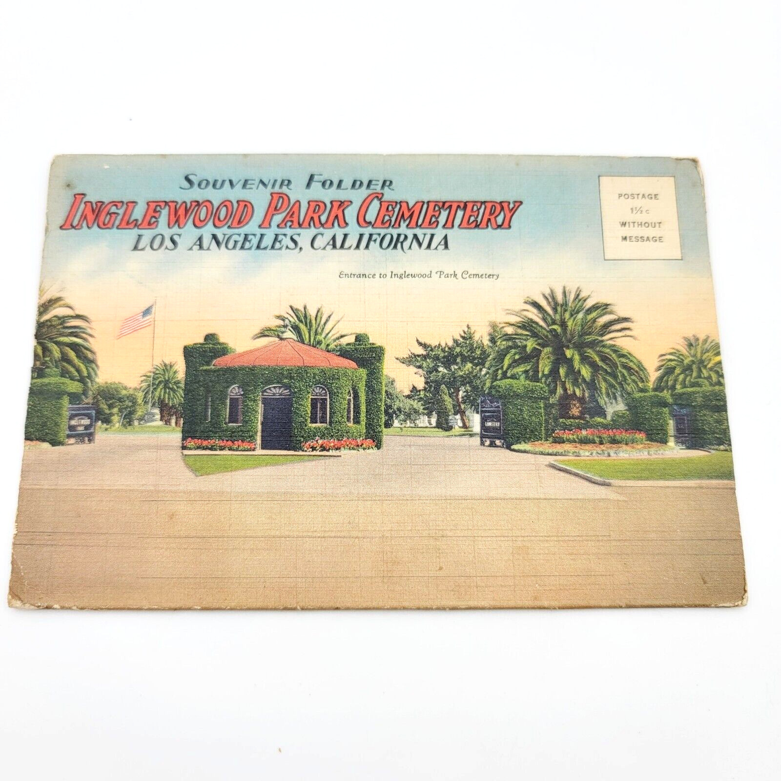 Inglewood Park Cemetary Los Angeles Ca Vintage Souvenir Folder