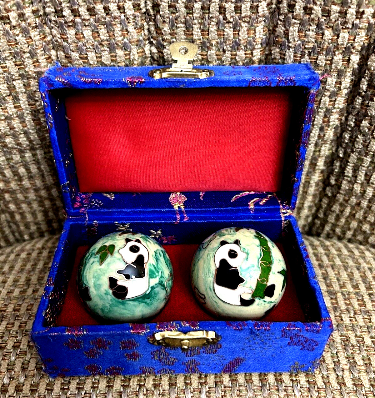 Vintage Chinese Boading Balls Panda With Box